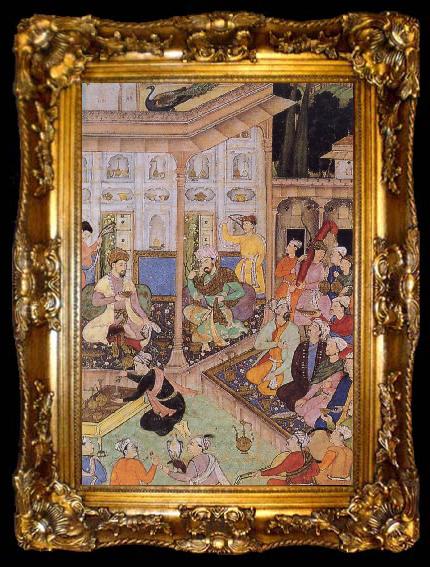 framed  unknow artist Babur,prince of Kabul,visits his cousin prince Badi uz Zaman of Herat in 1506, ta009-2